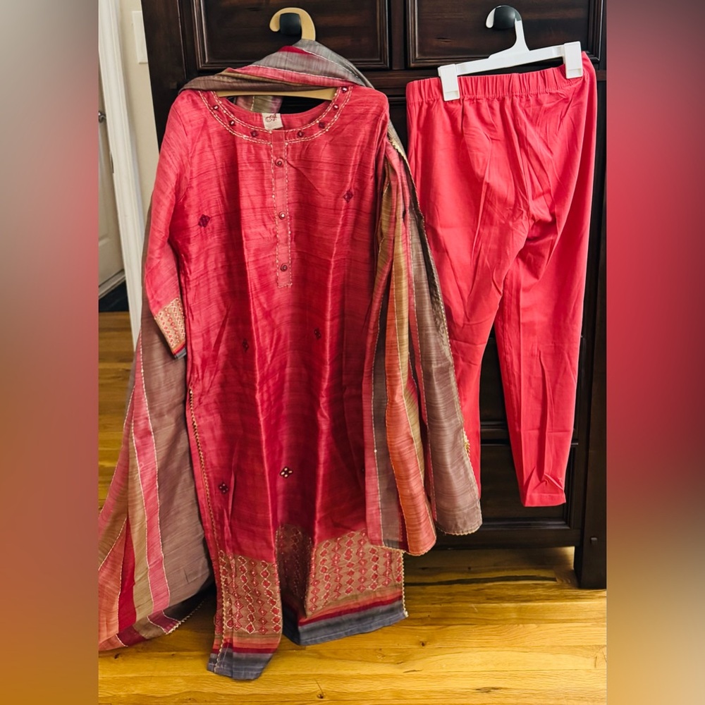 India Boutique Red Kurta Set with Dupatta